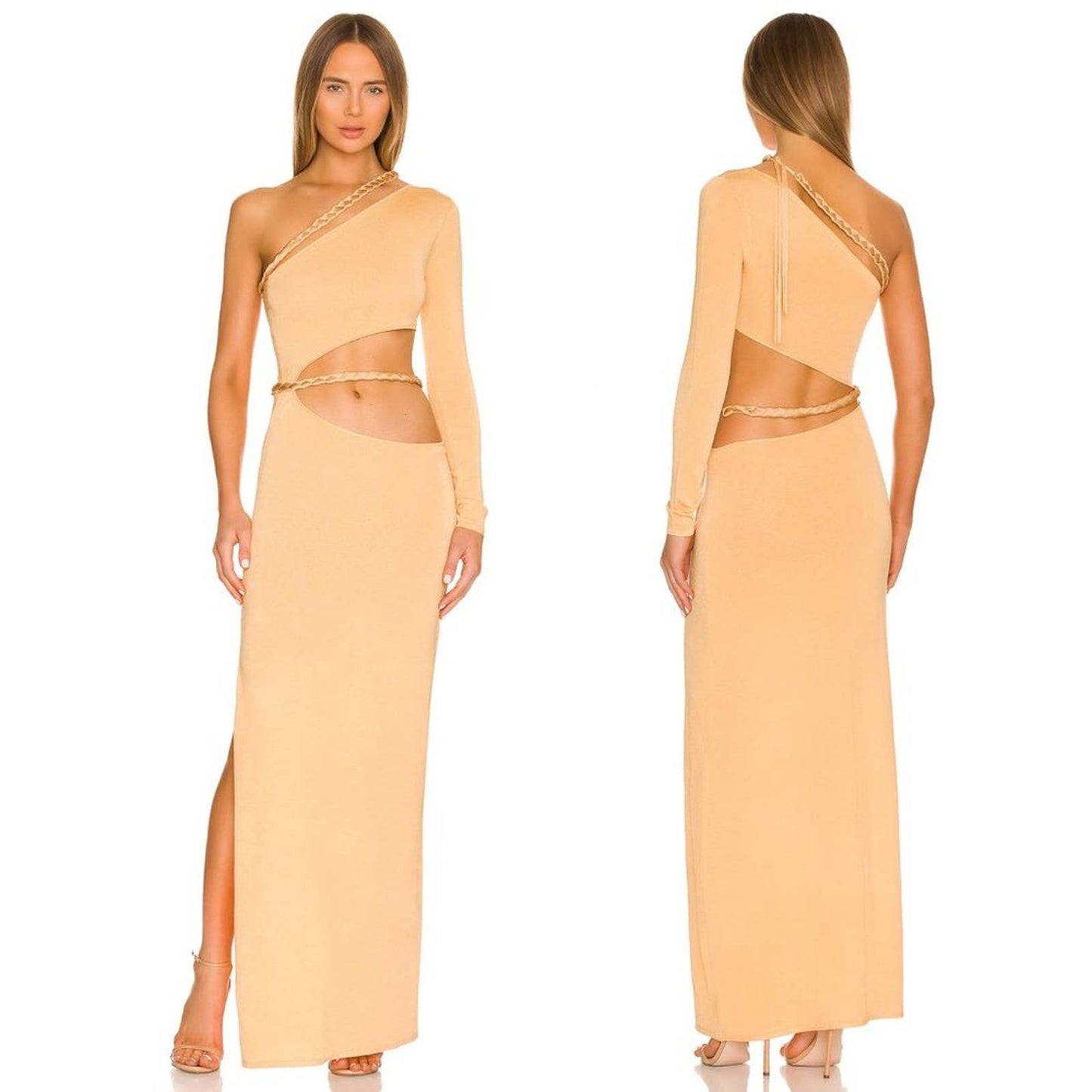 NEW Atoir The Manroe Maxi Dress Marigold Yellow Orange One Shoulder Cutout Small