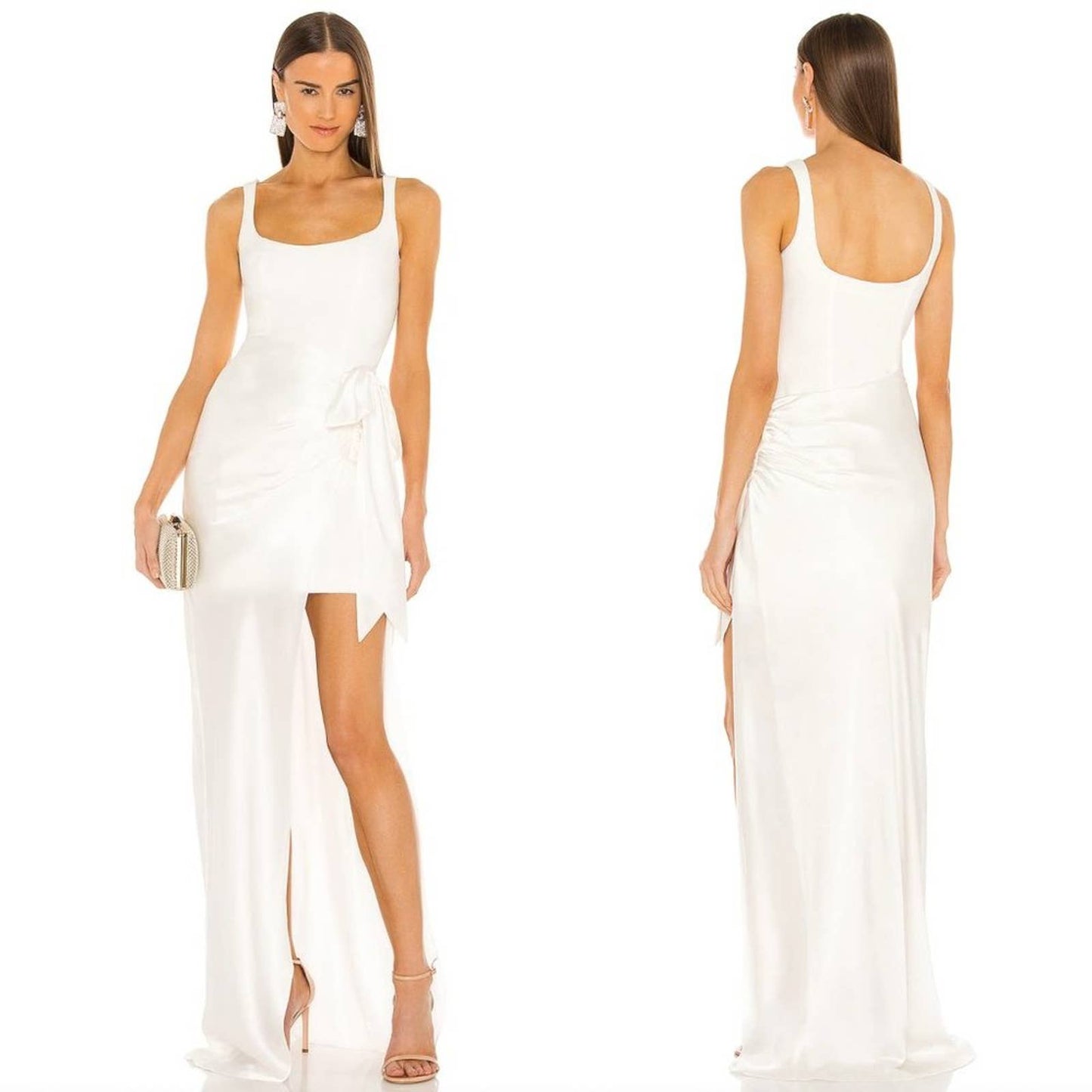 NEW Cinq a Sept Marian Gown in White Silk Satin Bridal Wedding Maxi Dress 6