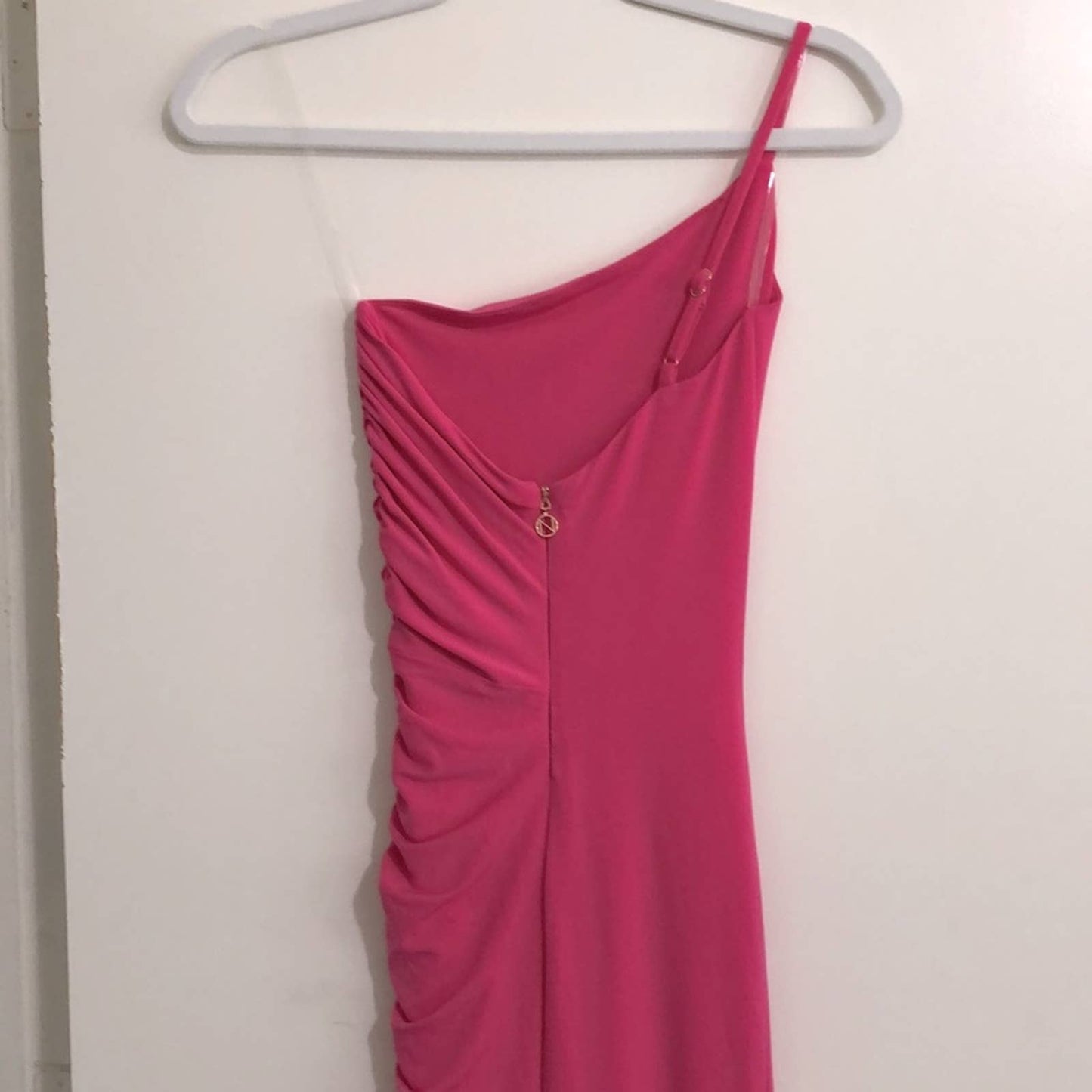 NEW Nookie Aria One Shoulder Gown in Neon Hot Pink Maxi Slit Dress XS XSmall