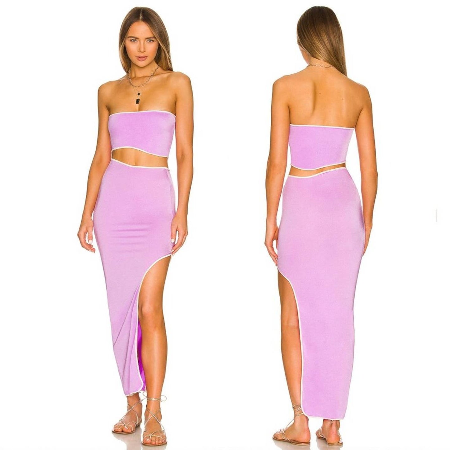 Baobab x REVOLVE Mambo Puzzle SET in Orchid Purple Pink Bandeau Top + Maxi Skirt SMALL