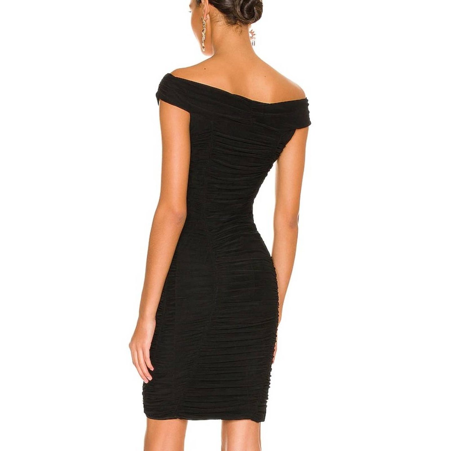 NEW ASTR the Label Bradbury Dress XS Black Mini Midi Cocktail Off Shoulder