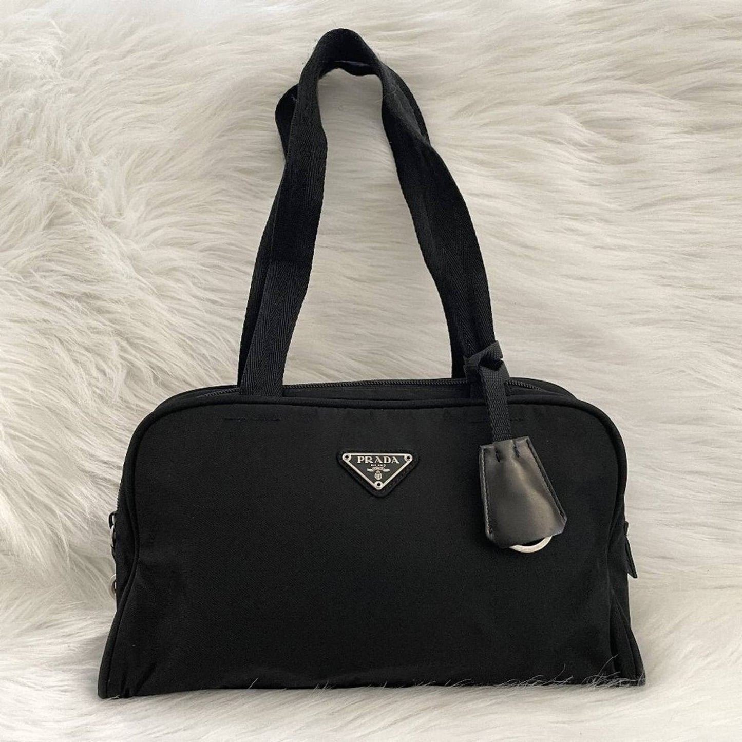 PRADA Vela Shoulder Bag in Black Tessuto Nylon Re-Nylon Sporty Bowling Y2K