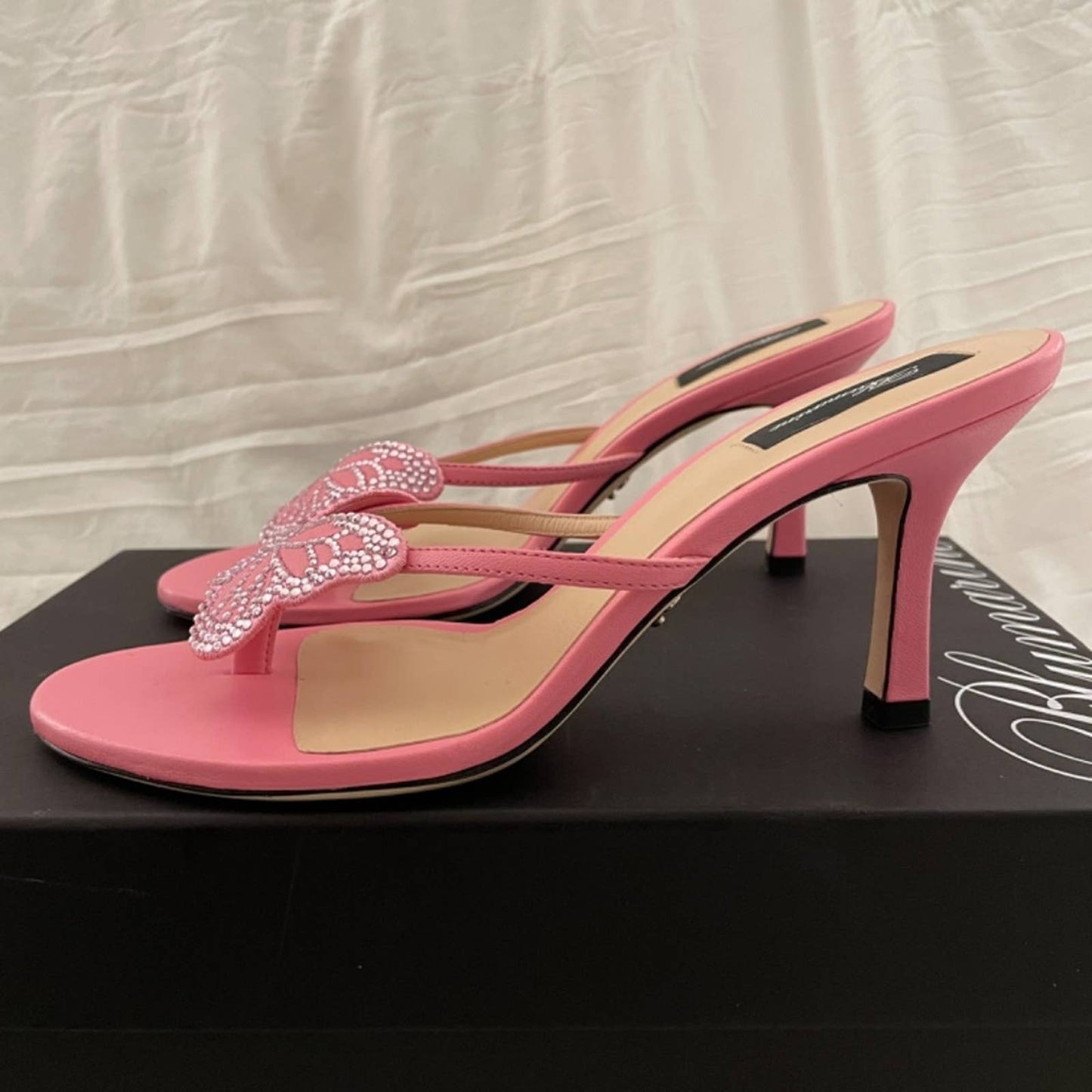 Blumarine Butterfly Heeled Sandals in Pink Thong Flip Flop Mule Sandals 39 / 9