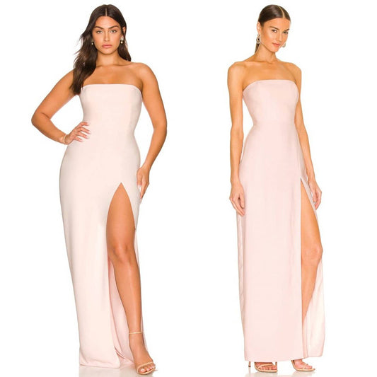 NEW Amanda Uprichard x REVOLVE Mandy Gown Blush Light Pink Strapless Maxi Dress