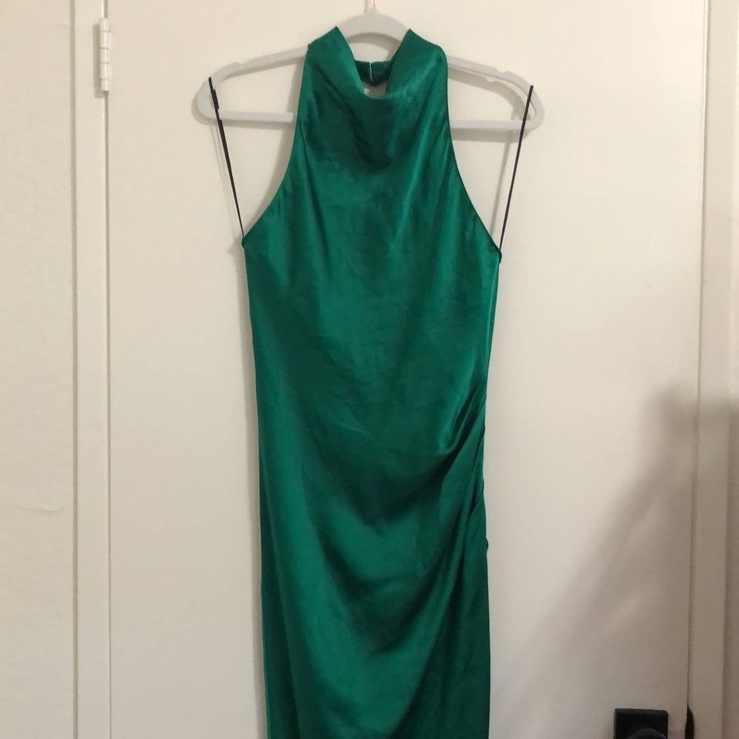 NEW Amanda Uprichard X REVOLVE Samba Gown Dark Green Silk Satin Maxi SMALL