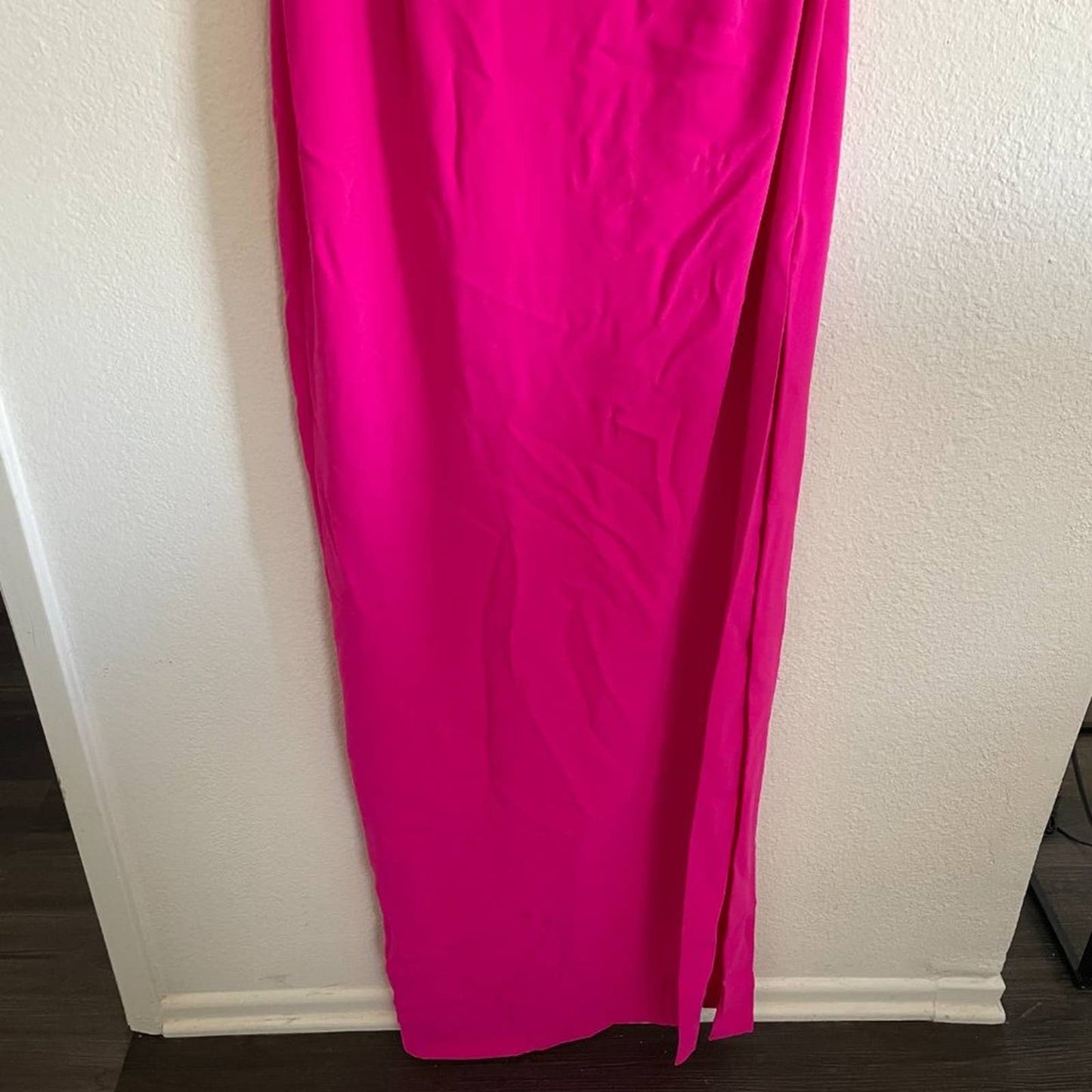 Amanda Uprichard Arial Gown in Hot Pink Neon Slit Formal Maxi Dress Small S