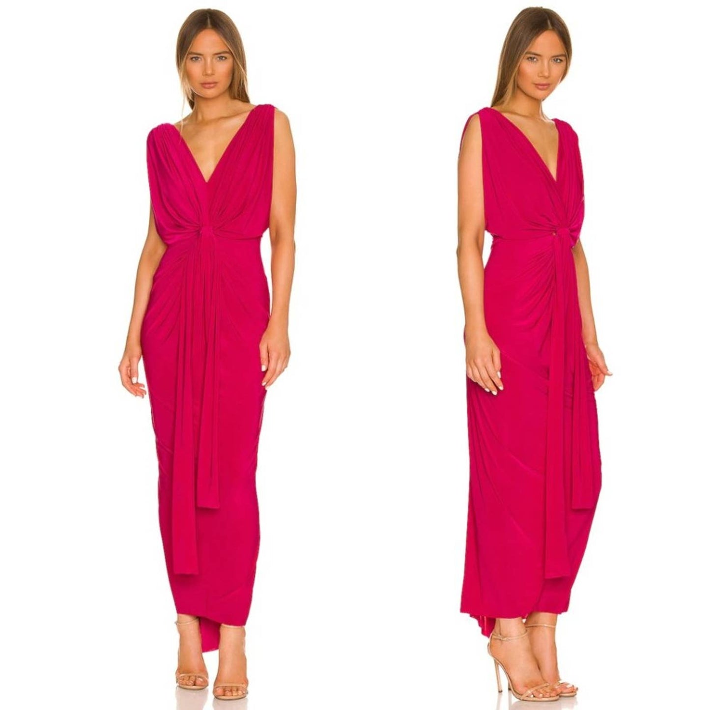 NEW MISA Los Angeles Xenia Dress in Fuchsia Pink Red Formal Maxi Gown XS