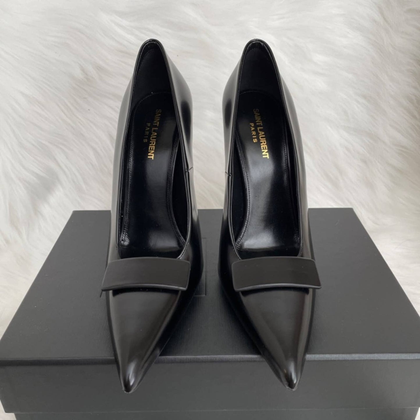 NEW Saint Laurent Kayla 110 Heels in Nero Black Leather Stiletto Pump YSL 41 11