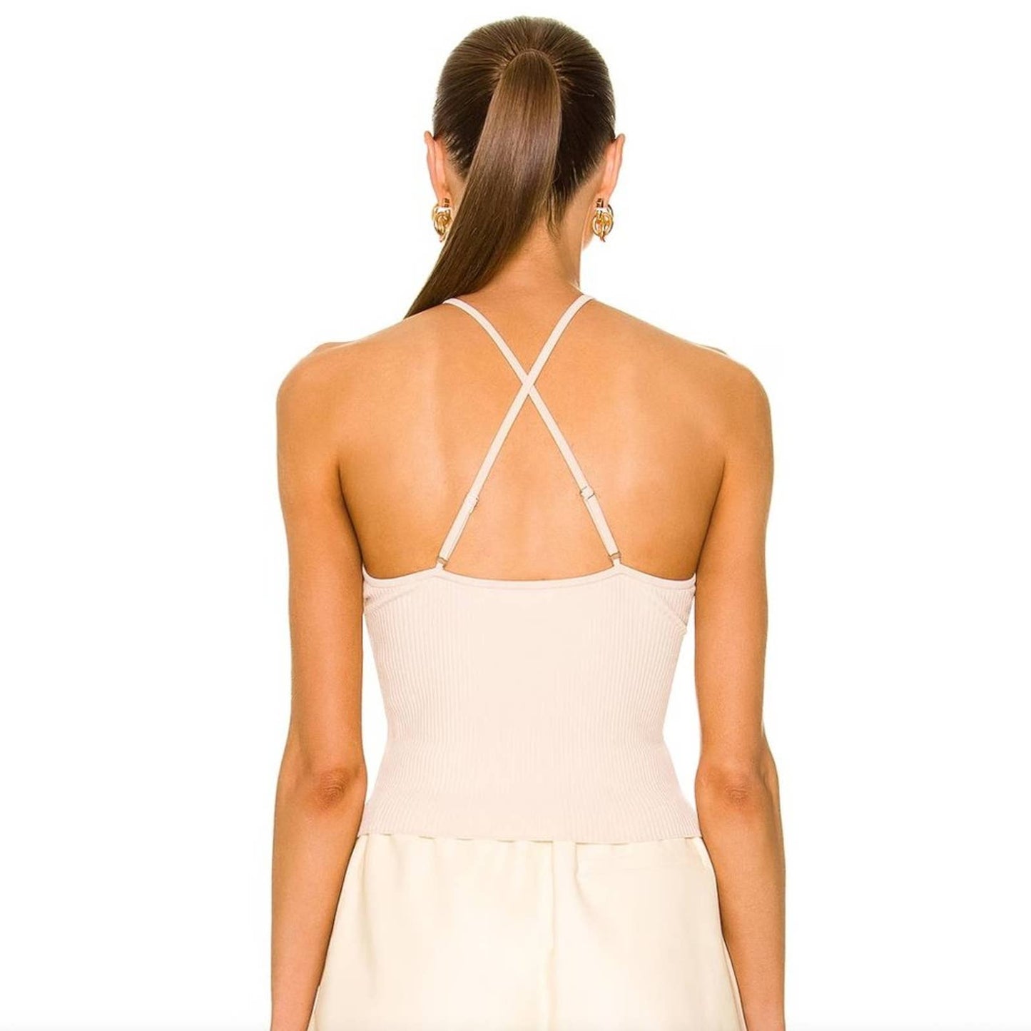 NEW A.L.C. Ana Halter Top Tank Cami in Macadamia Cream Off White Small S ALC