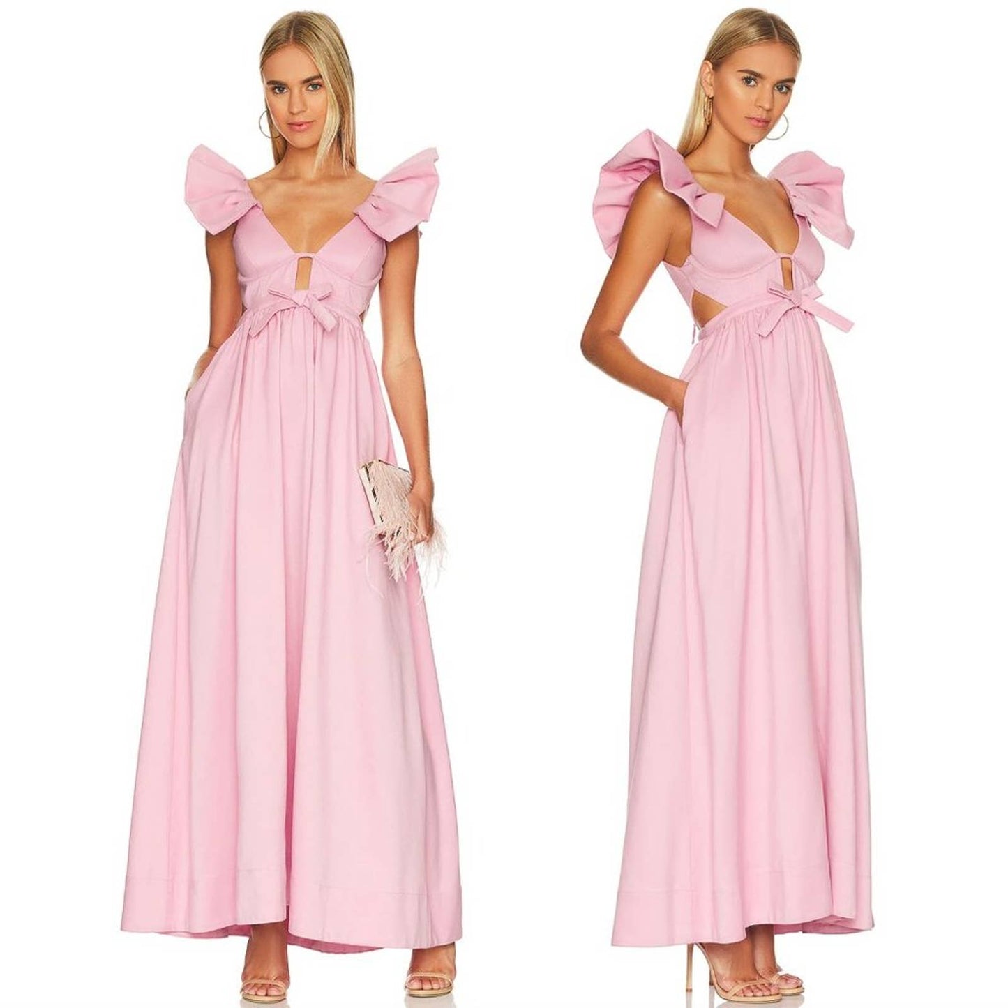 NEW For Love & Lemons Miriam Maxi Dres in Pink Sundress Sun Dress Small S