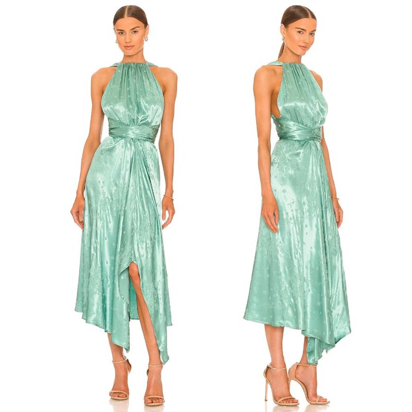 NEW Sabina Musayev Juniper Midi Dress Spearmint Mint Green Blue Satin XS XSmall