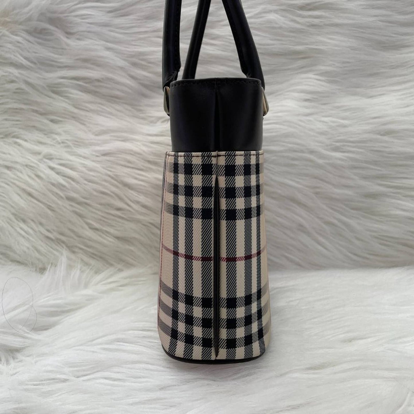 BURBERRY Vintage Nova Checked Mini Bag Beige Square Tote Classic Plaid Check