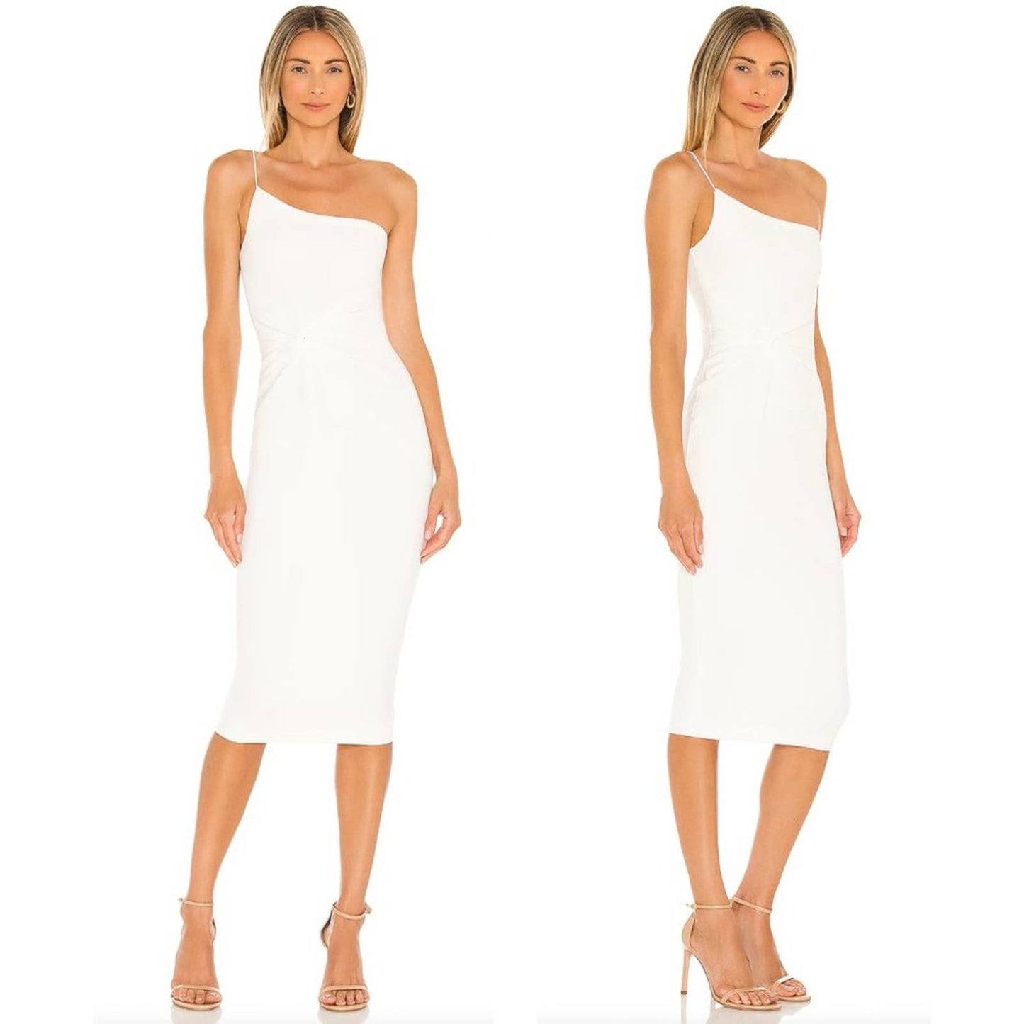 NEW Nookie Lust One Shoulder Midi Dress in White Bridal Small S