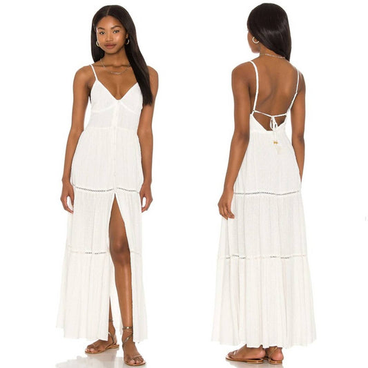 NEW L*SPACE Sunrise Escape Maxi Dress in White Beach Sun Dress Sundress XS