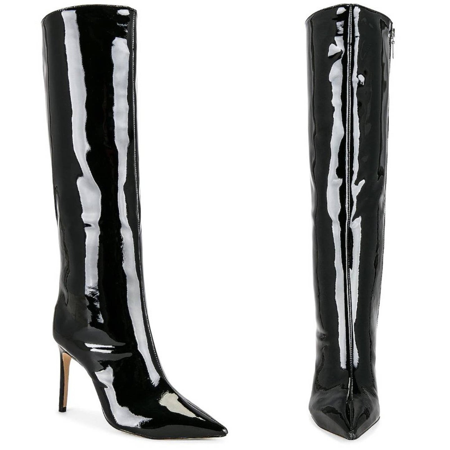 NEW Schutz Mary Up Boot Black Shiny Patent Leather High Heeled Heel 8.5 / 38.5