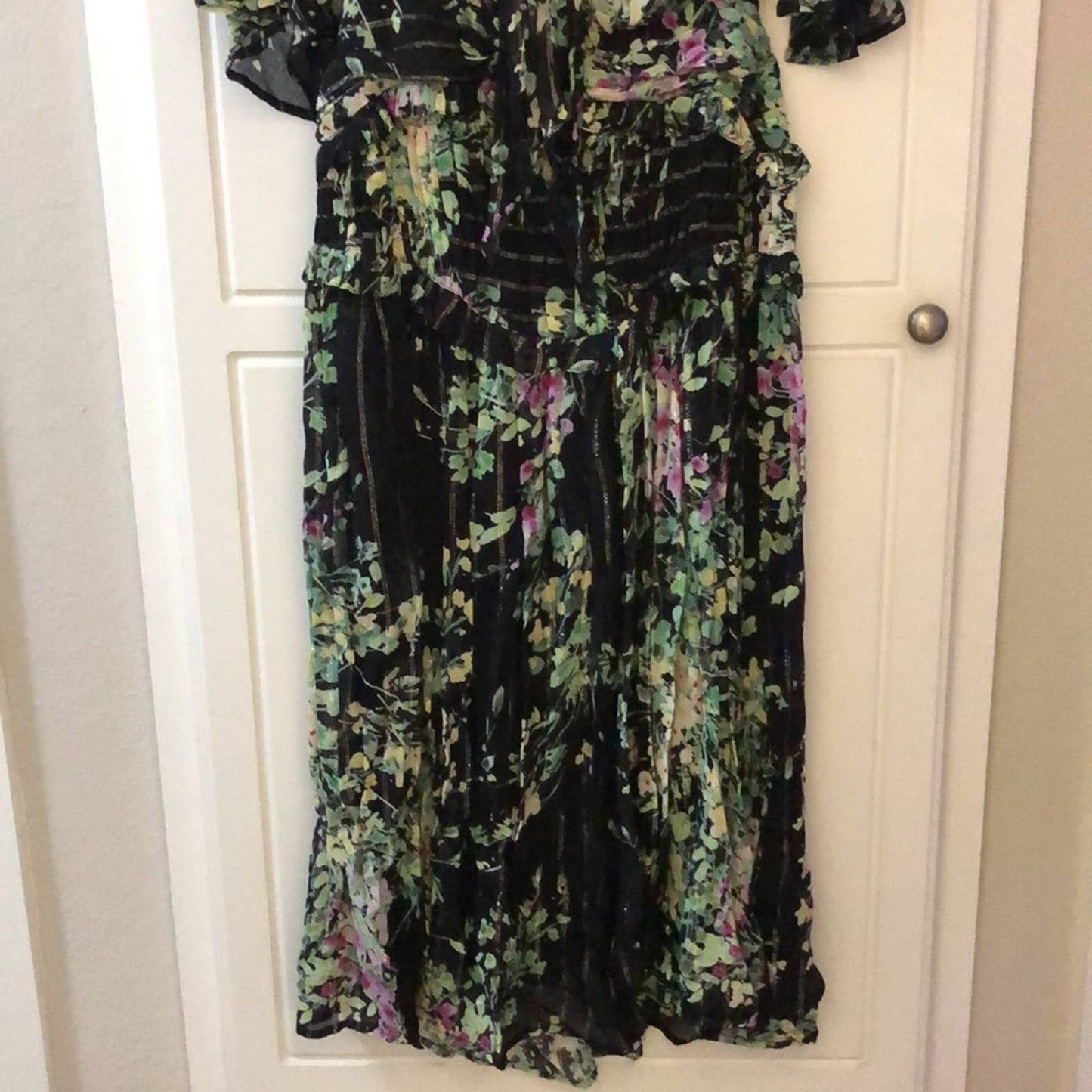 NEW Sabina Musayev Lunetta Midi Dress in Black Floral Sparkle - Small S