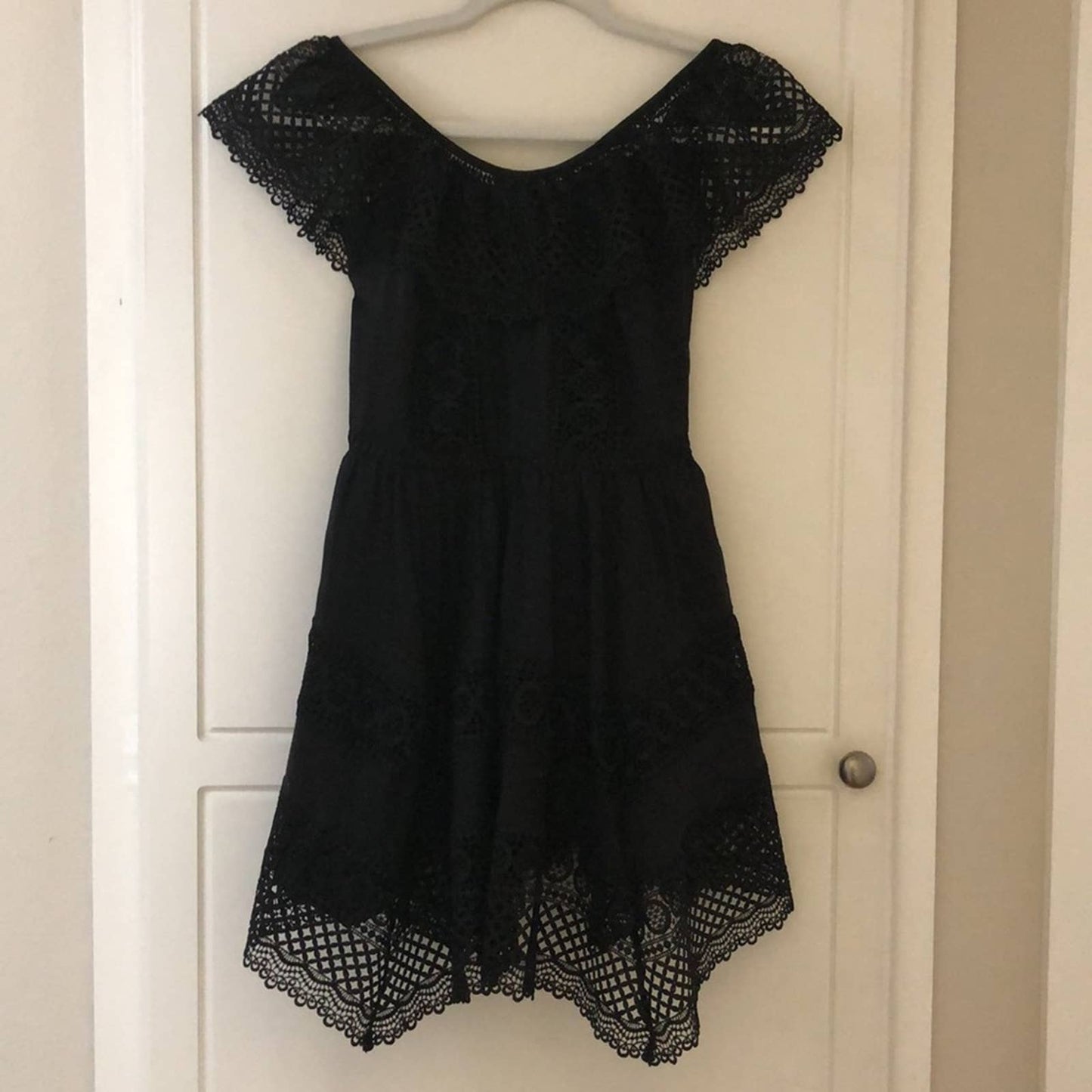 NEW Charo Ruiz Ibiza Vaiana Mini Dress in Black Lace Off the Shoulder Small S