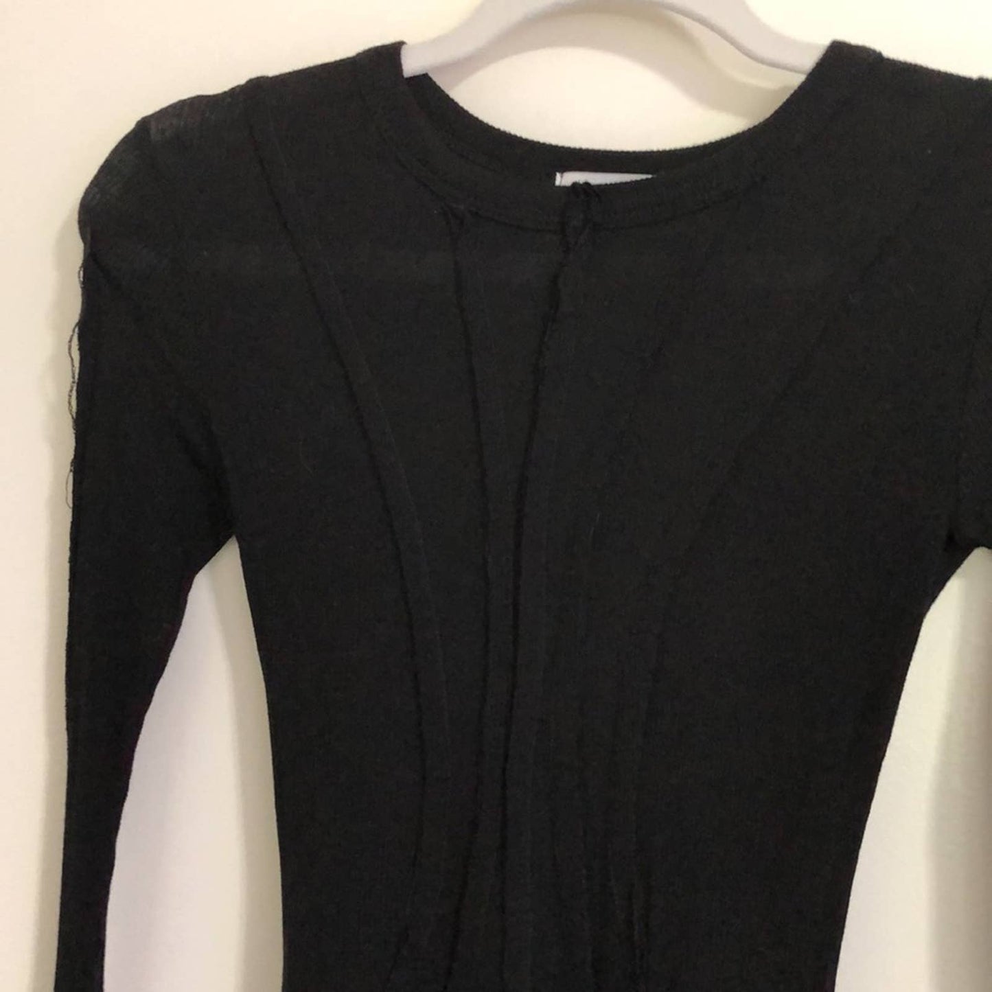 NEW SAMI MIRO VINTAGE Asymmetric Long Sleeve Mini Dress Black XS XSmall Sweater