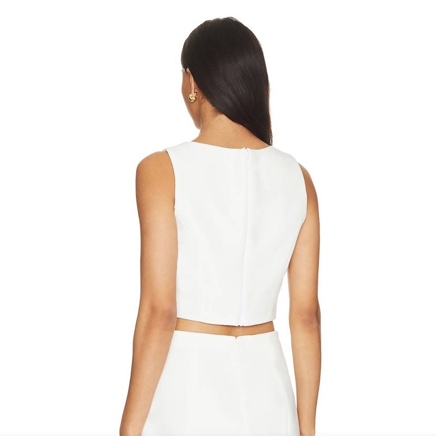 NEW Amanda Uprichard X Revolve Puzzle Sleeveless Crop Top in Ivory White Large L