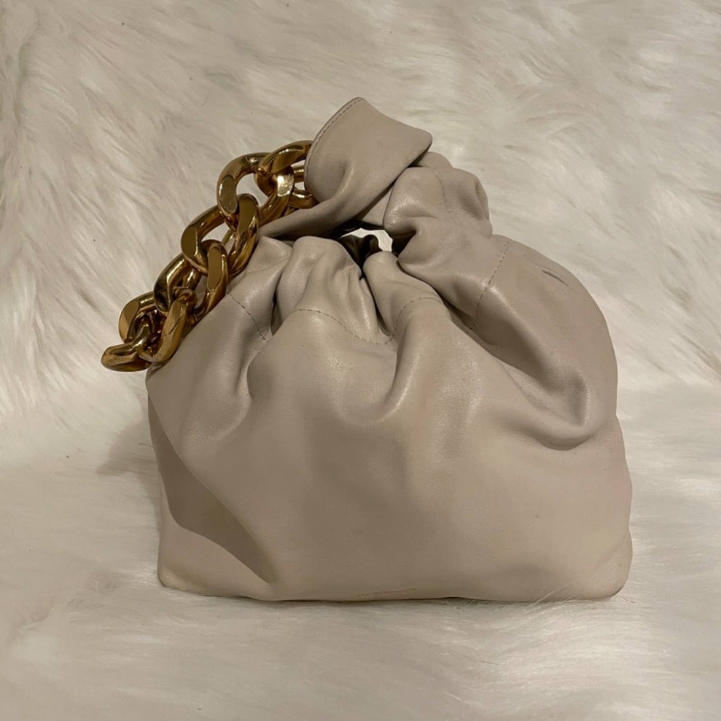 DeMellier London Santa Monica Chain Bag in Off White Leather Beige Nude Mini