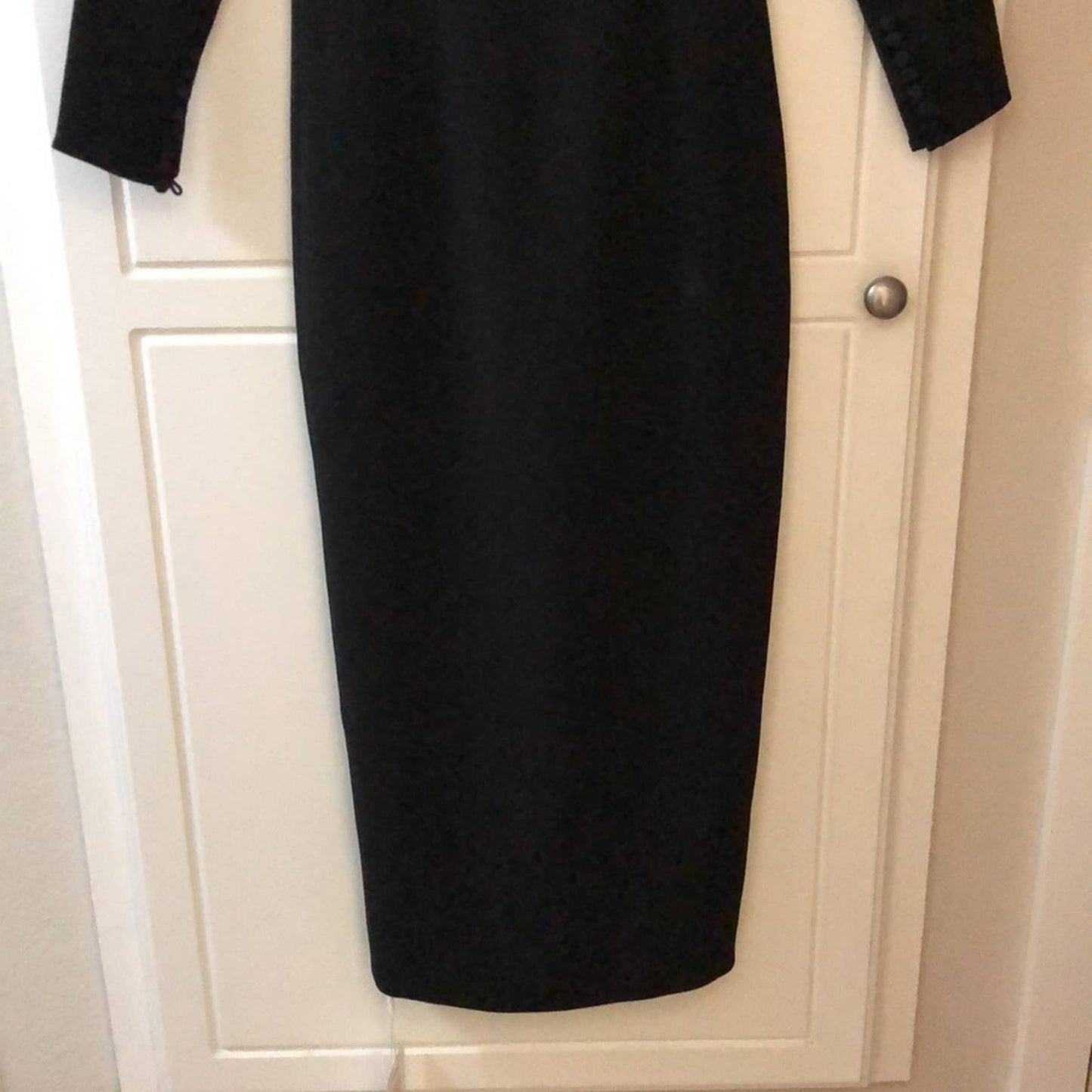 NEW self-portrait Off Shoulder Heavy Crepe Midi Dress in Black Long Sleeve 0 XS