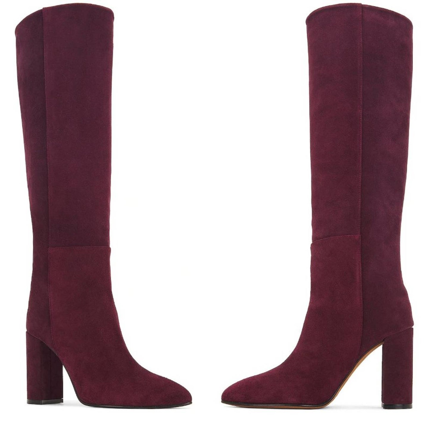 NEW TORAL Tall Leather Boot in Burgundy Dark Wine Red Suede Heeled Heel 40 / 10