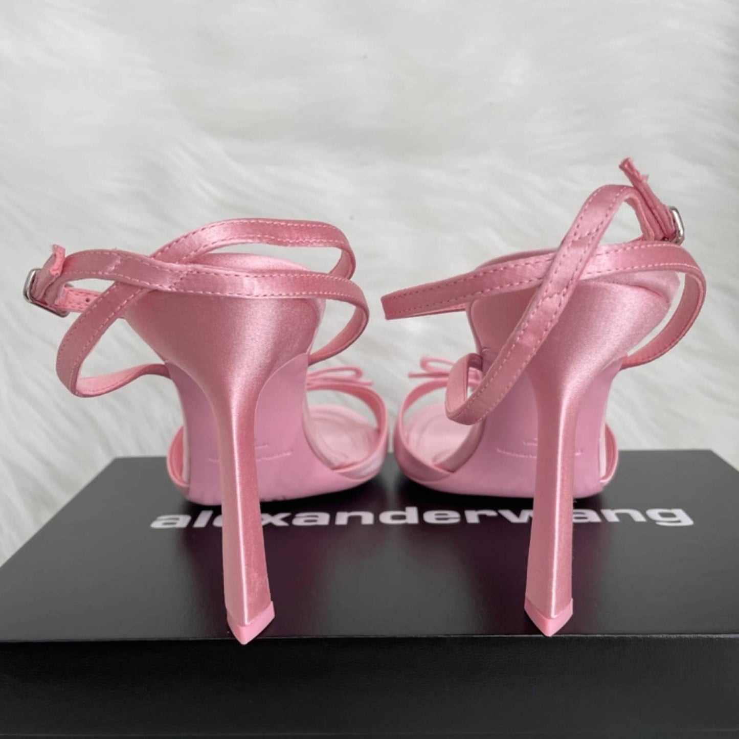 Alexander Wang Dahlia 105 Bow Heeled Sandal in Prism Pink Satin Heels 41 / 11