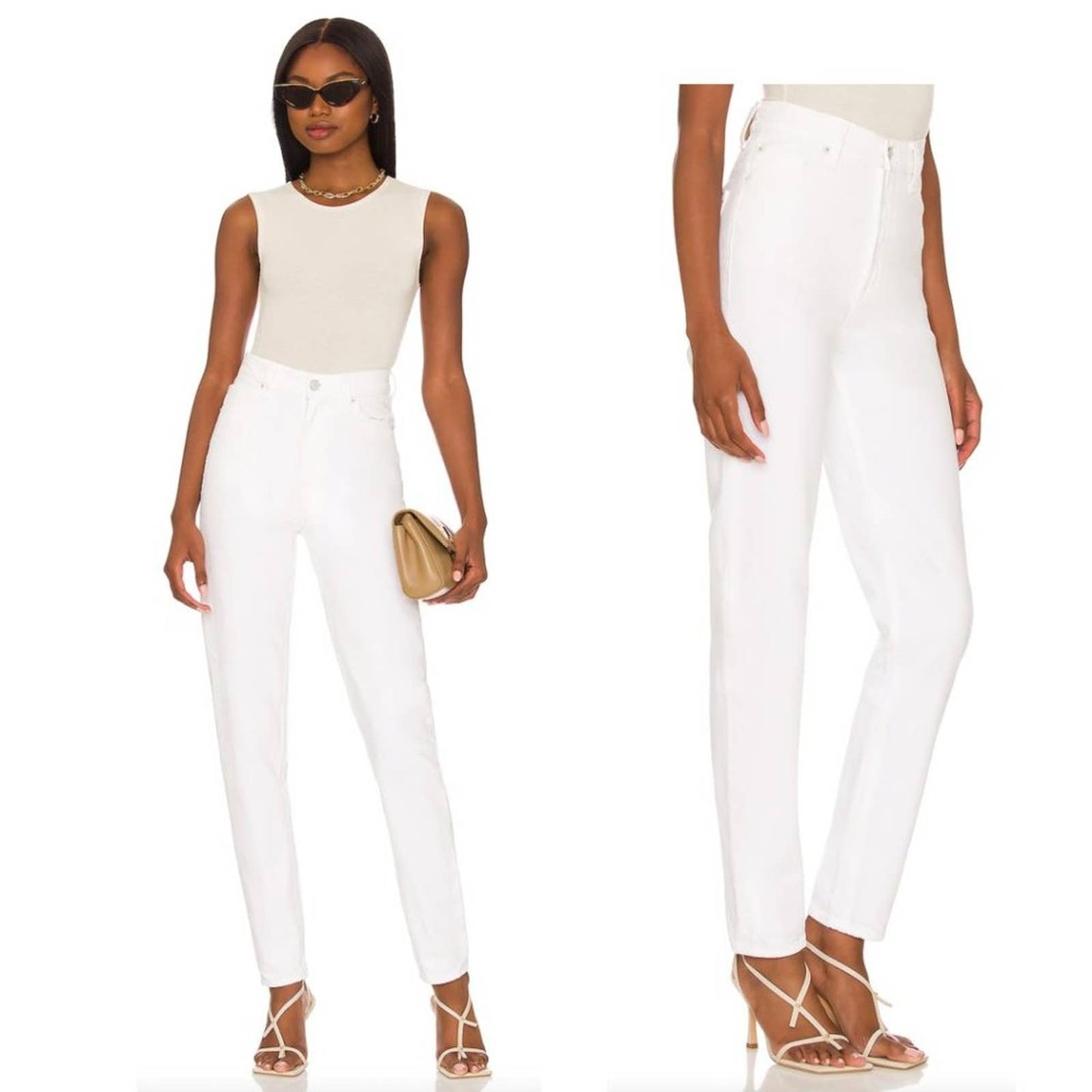 NEW MOTHER SNACKS! 26 High Waisted Twizzy Skimp Jeans Sticky Rice White Denim Pants