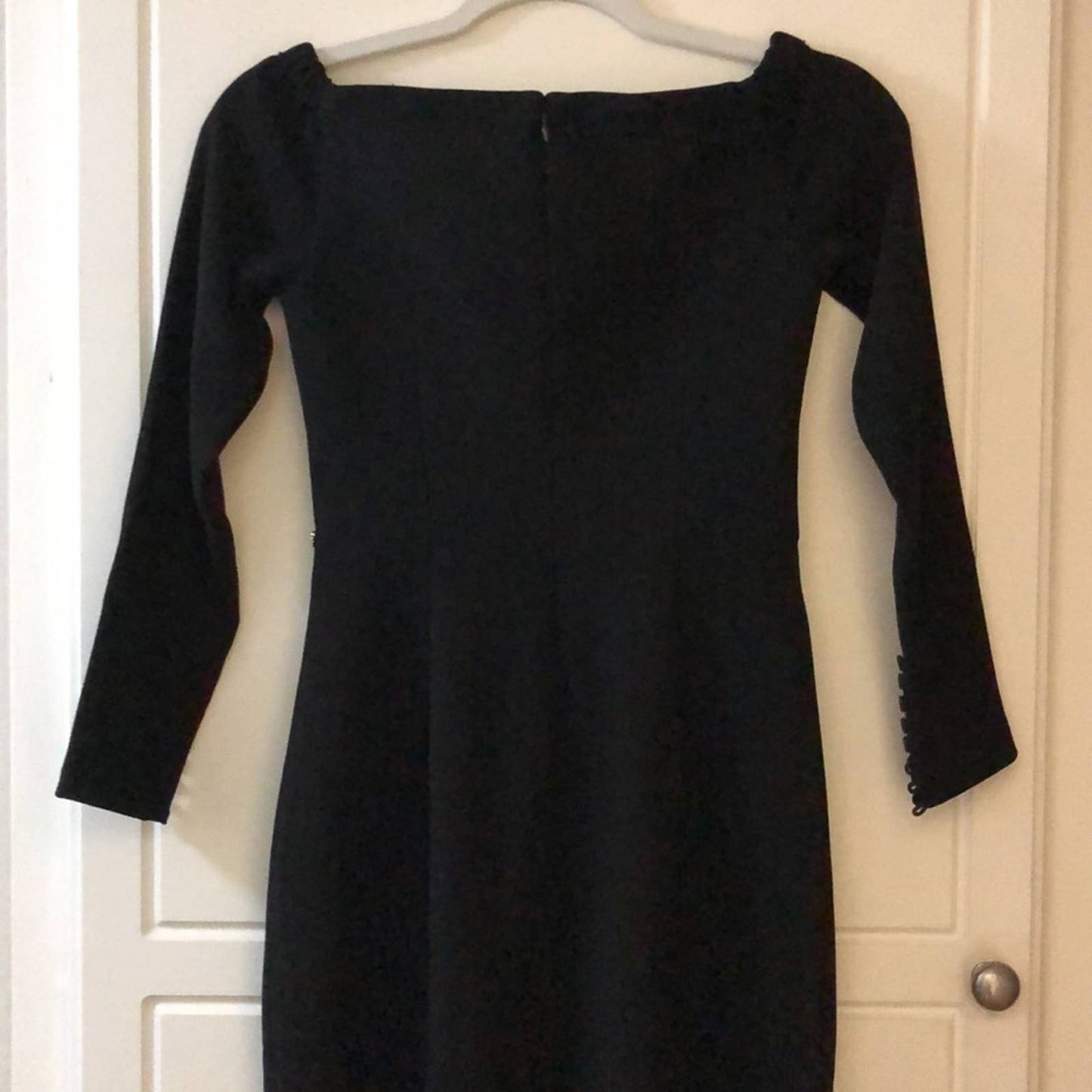 NEW self-portrait Off Shoulder Heavy Crepe Midi Dress in Black Long Sleeve 0 XS