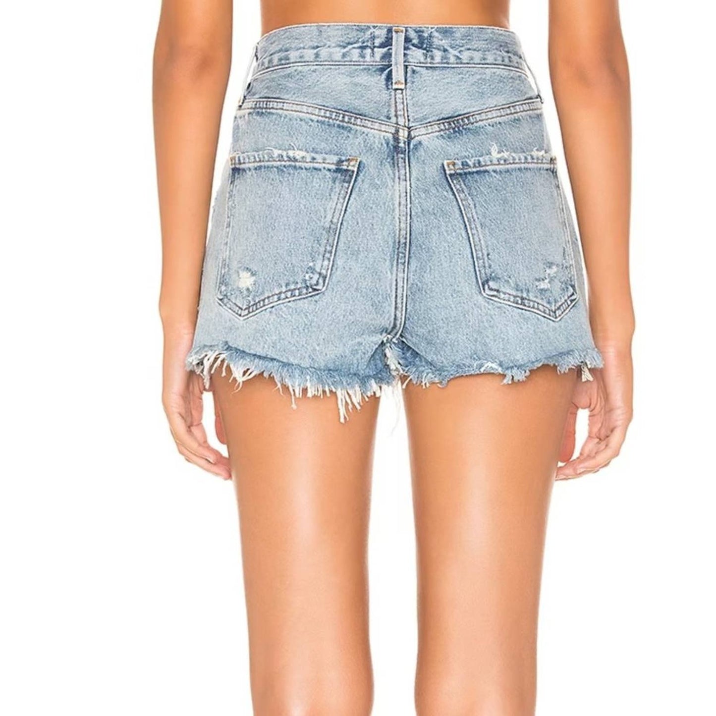 NEW AGOLDE 30 Jaden Short in Surreal Light Wash Denim High Waisted Jean