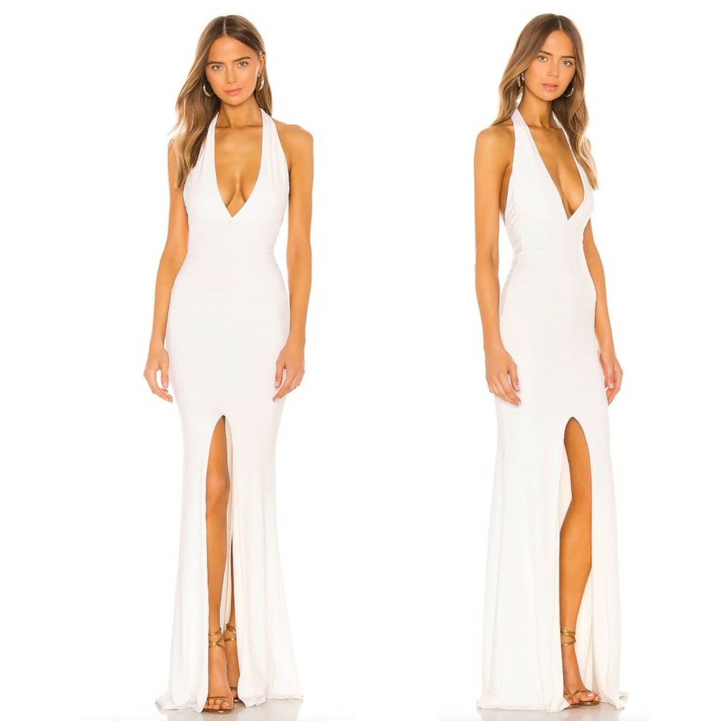 NEW Nookie REVOLVE Illegal Halter Gown White Backless Bridal Wedding Maxi Dress