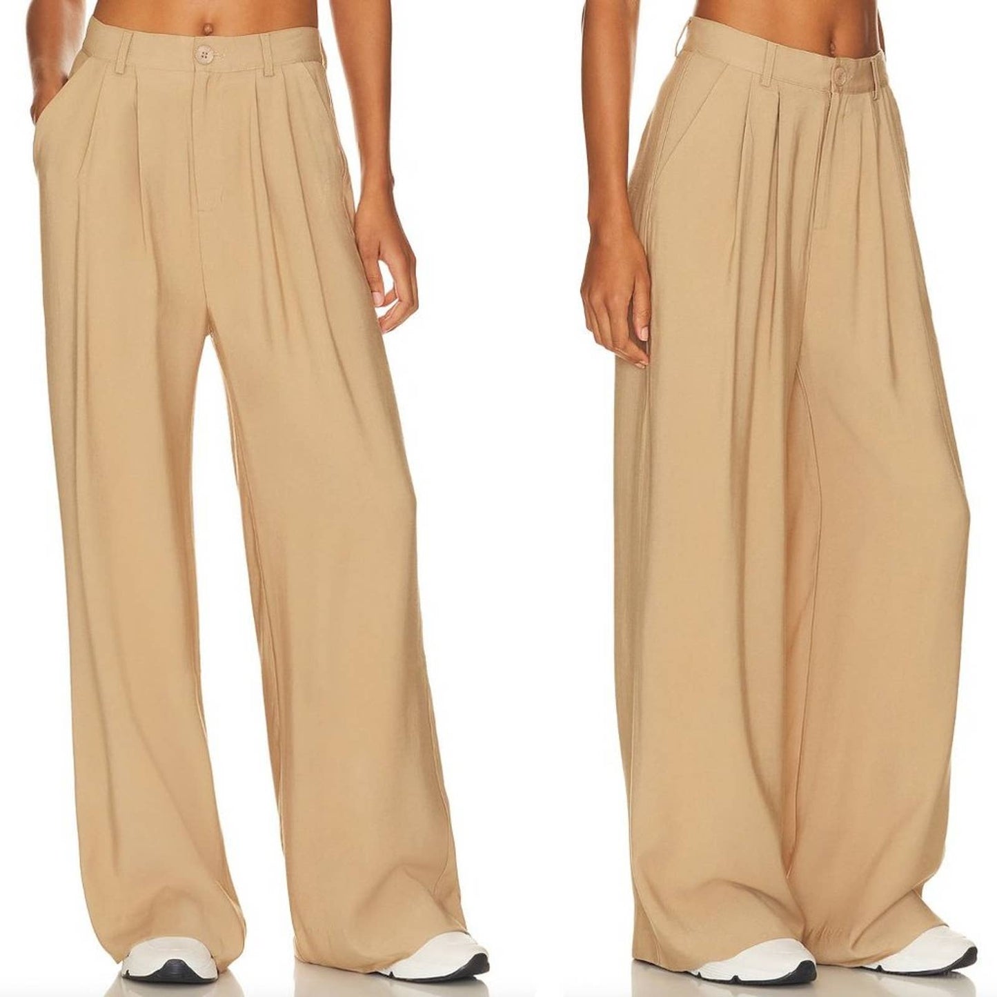 NEW NONchalant Label Fabi Wide Leg Pant in Camel Tan High Waist Trouser Small S