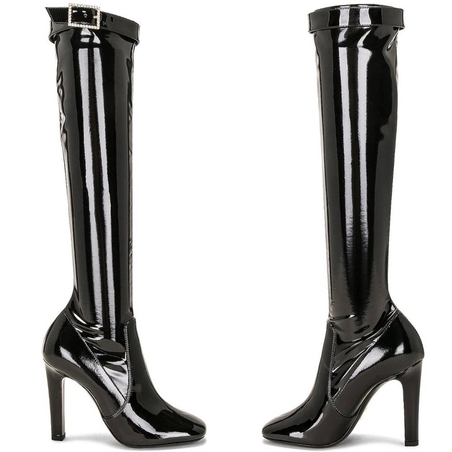 Saint Laurent Lala 105 Boots Nero YSL Shiny Heeled Patent Leather Black 39 / 9