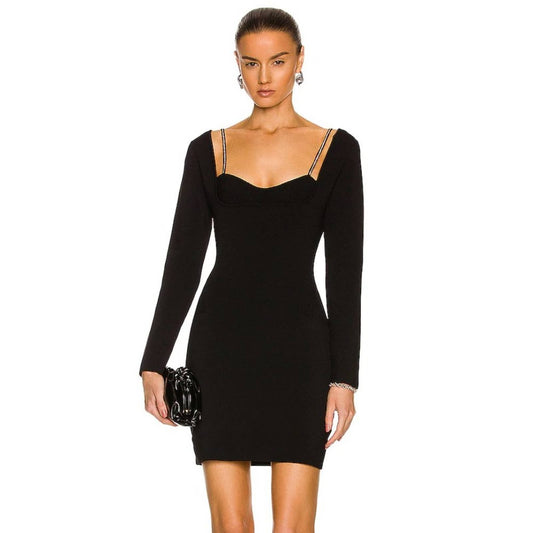 NEW NICHOLAS Viviana Mini Dress in Black Long Sleeve Short XS XSmall