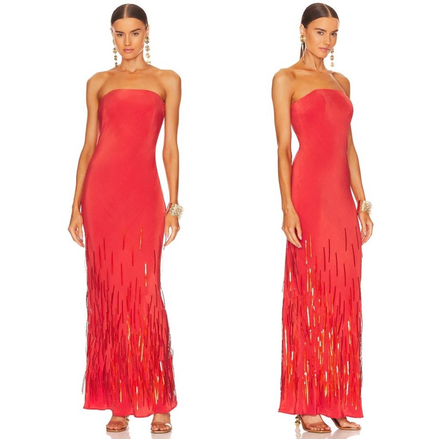 NEW Cult Gaia Anisa Gown in Rouge Red Strapless Embellished Maxi Dress 4 / Small