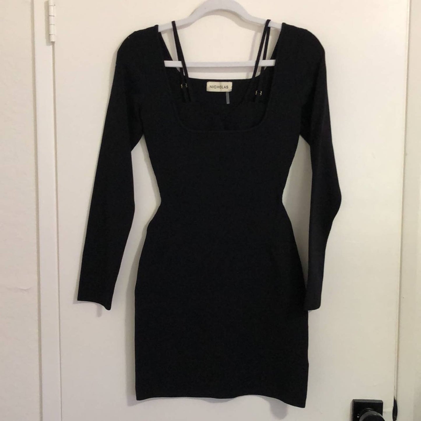 NEW NICHOLAS Viviana Mini Dress in Black Long Sleeve Short XS XSmall