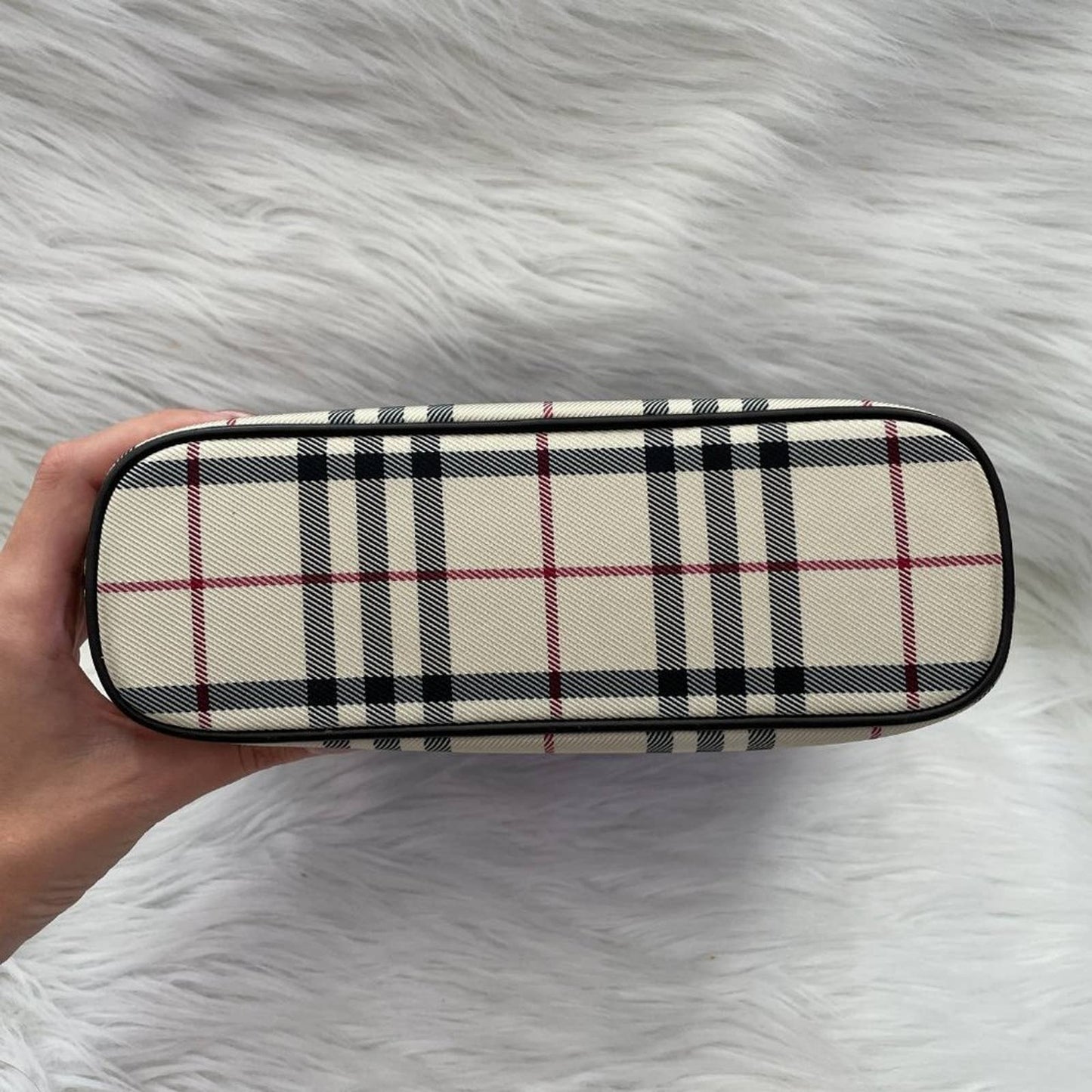 BURBERRY Vintage Nova Checked Mini Bag Beige Square Tote Classic Plaid Check