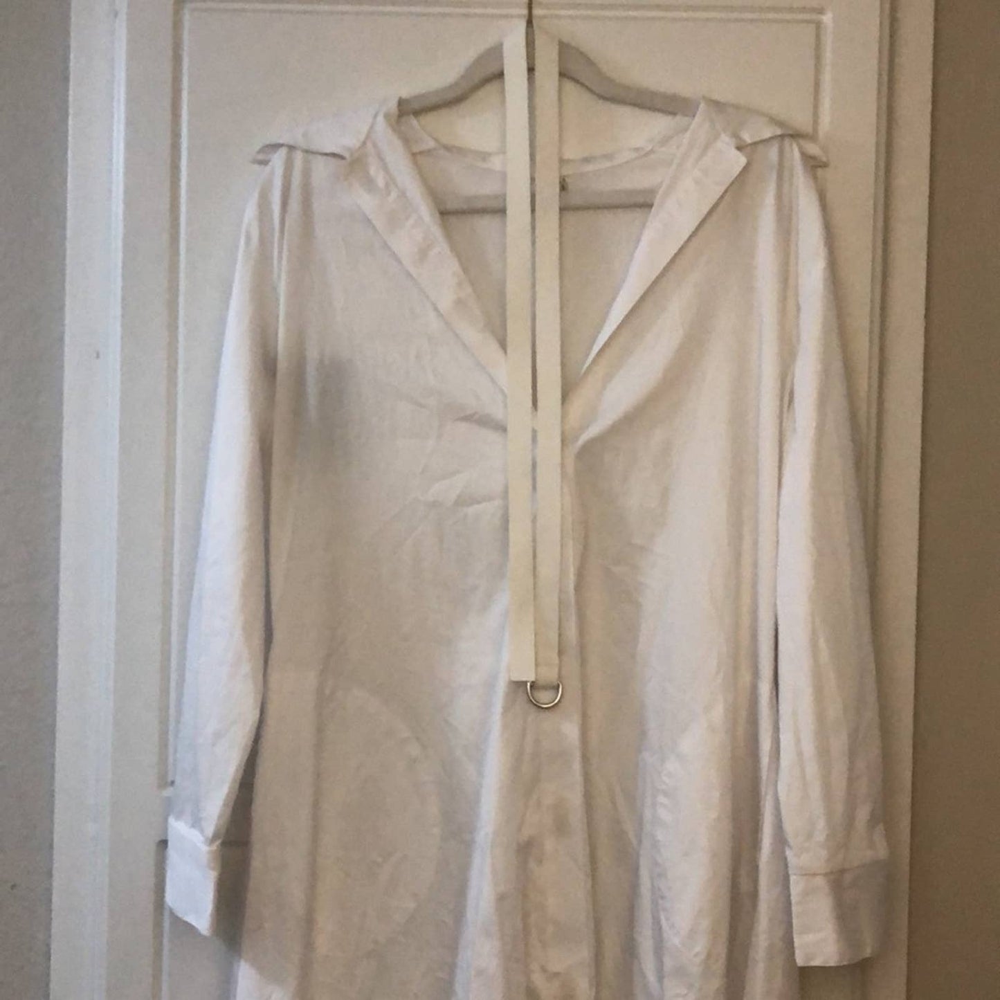 NEW Norma Kamali Boyfriend NK BF Shirt A Line Dress To Midcalf White Midi Small