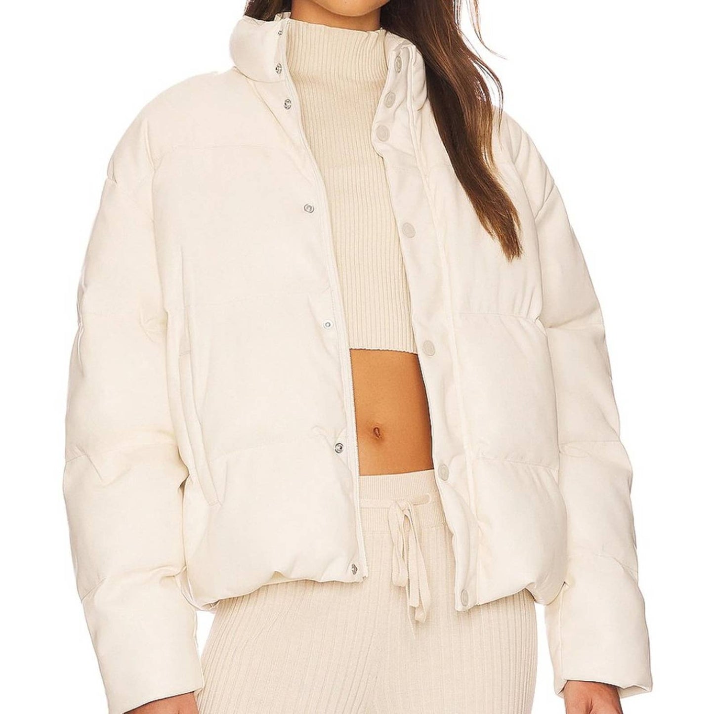 MOTHER The Drop Pillow Talk Puffer Coat Drunk In Love Cream White Jacket Small S