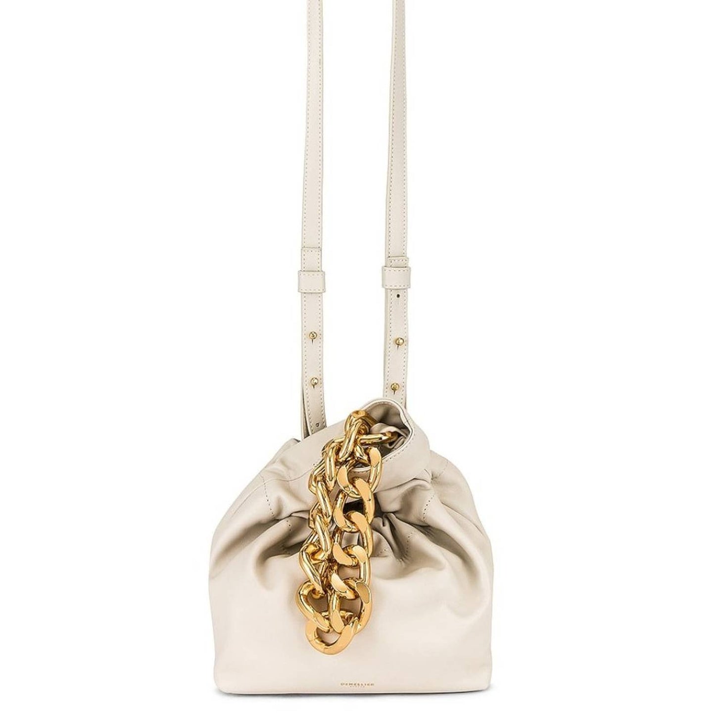 DeMellier London Santa Monica Chain Bag in Off White Leather Beige Nude Mini