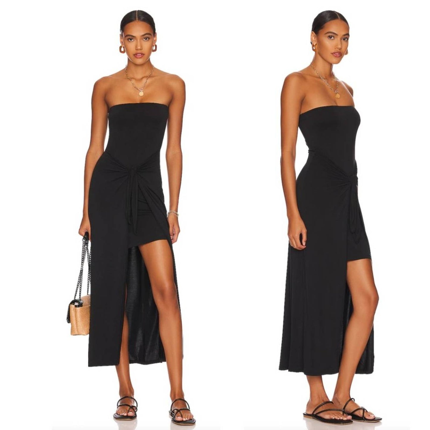 NEW L*SPACE Lia Midi Dress in Black Strapless Medium M