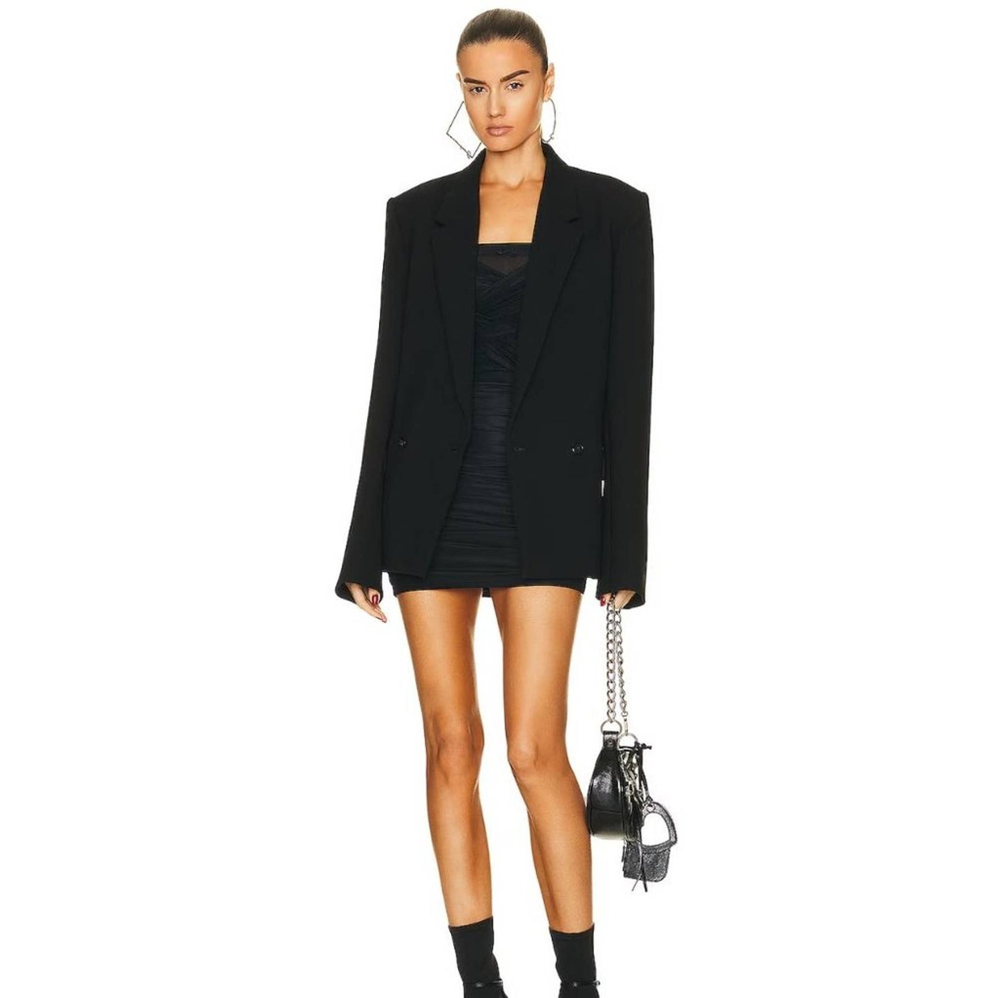 NEW Alexander Wang Ruched Tube Mini Dress in Black Strapless XS XSmall