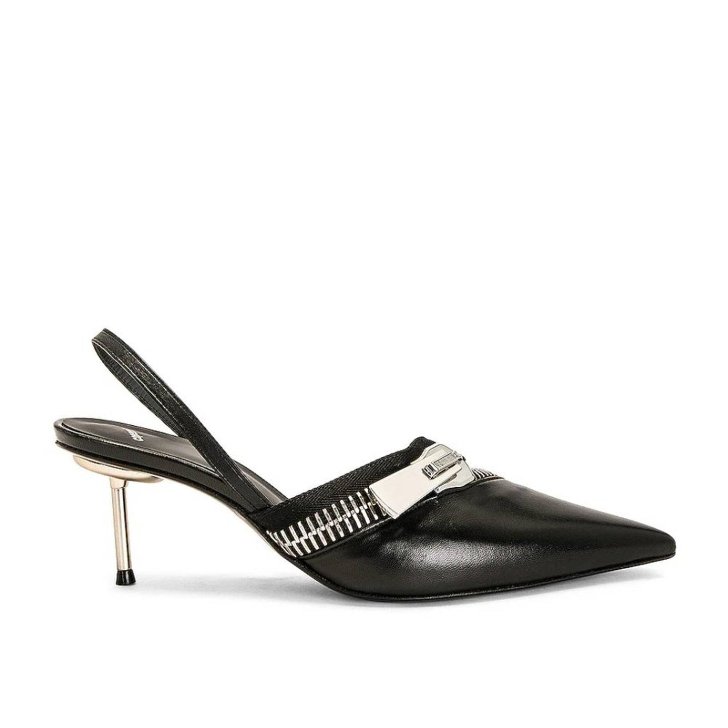 NEW Coperni Zip Stiletto Heels in Black Silver Zipper Slingback Pump 41 / 11