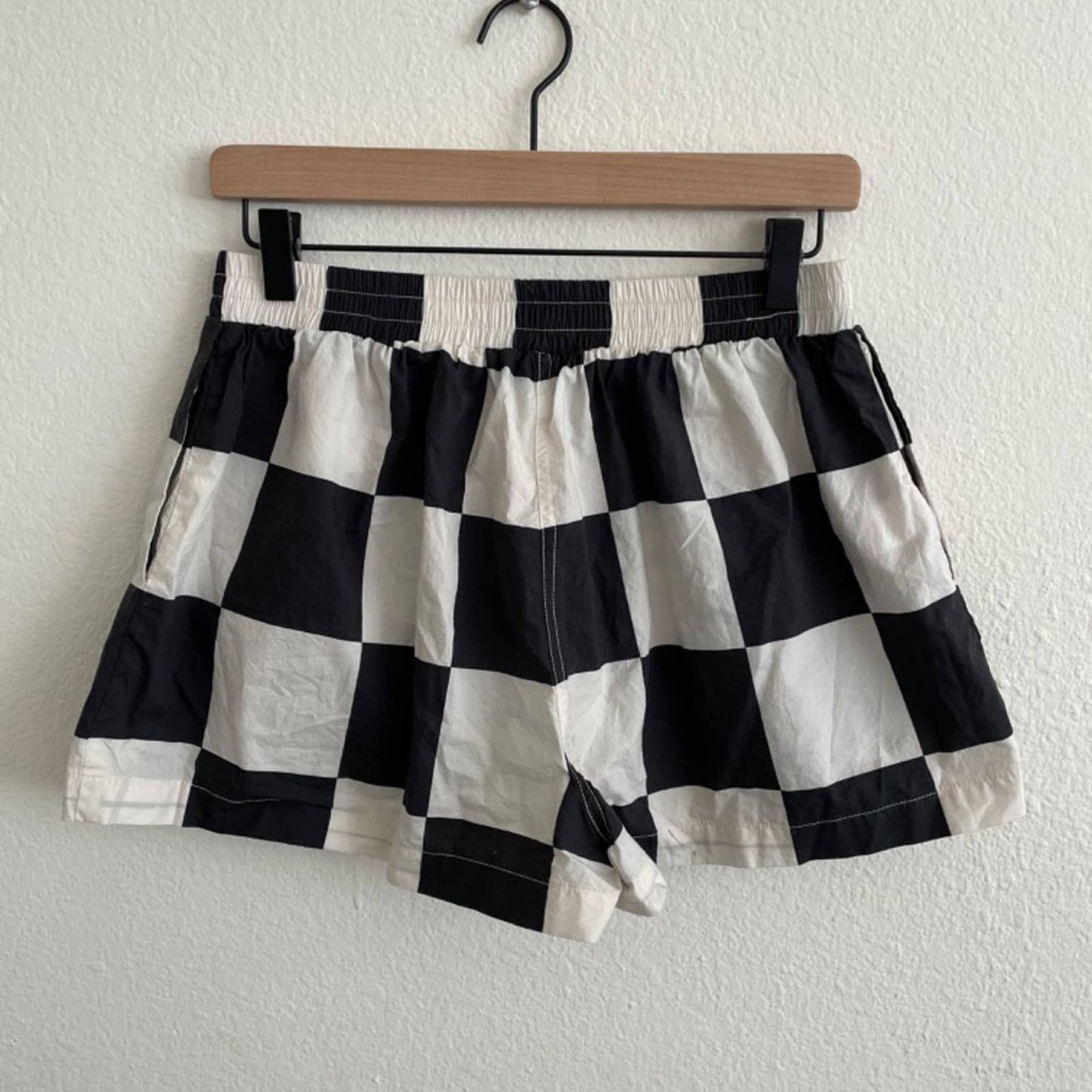 MATTHEW BRUCH Boxer Short in Black White Checkerboard Checker Cloth Fabric 4