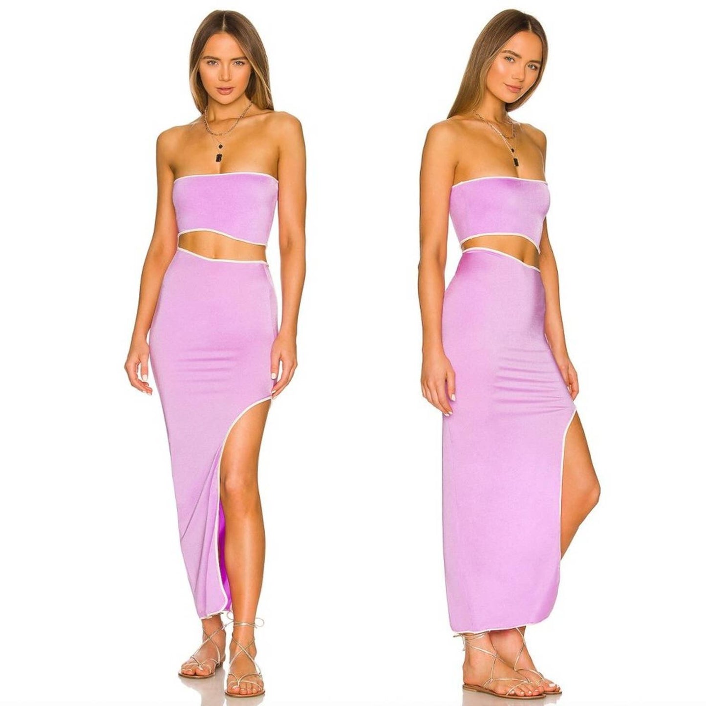 Baobab x REVOLVE Mambo Puzzle SET in Orchid Purple Pink Bandeau Top + Maxi Skirt SMALL