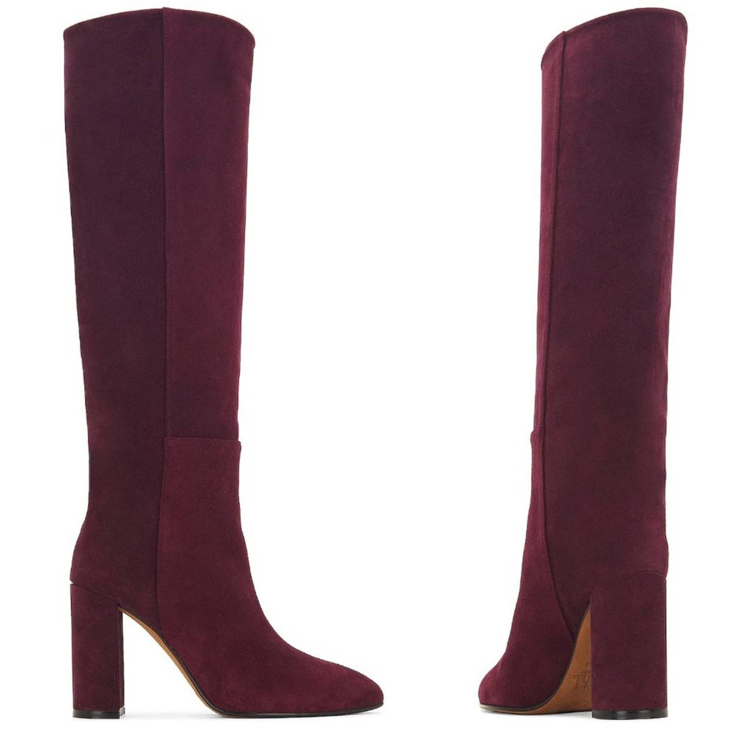 NEW TORAL Tall Leather Boot in Burgundy Dark Wine Red Suede Heeled Heel 40 / 10