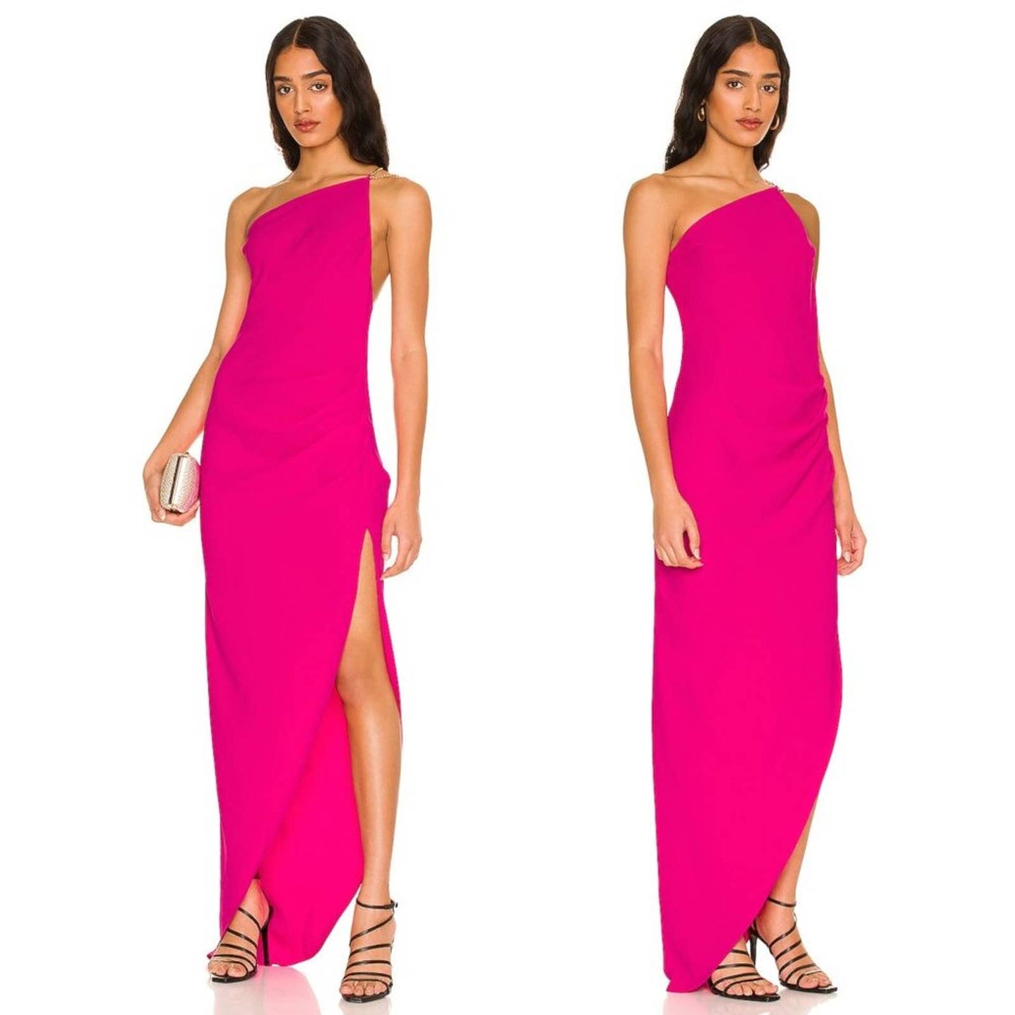 NEW Amanda Uprichard x REVOLVE Marea Gown Hot Pink One Shoulder Maxi Dress Small