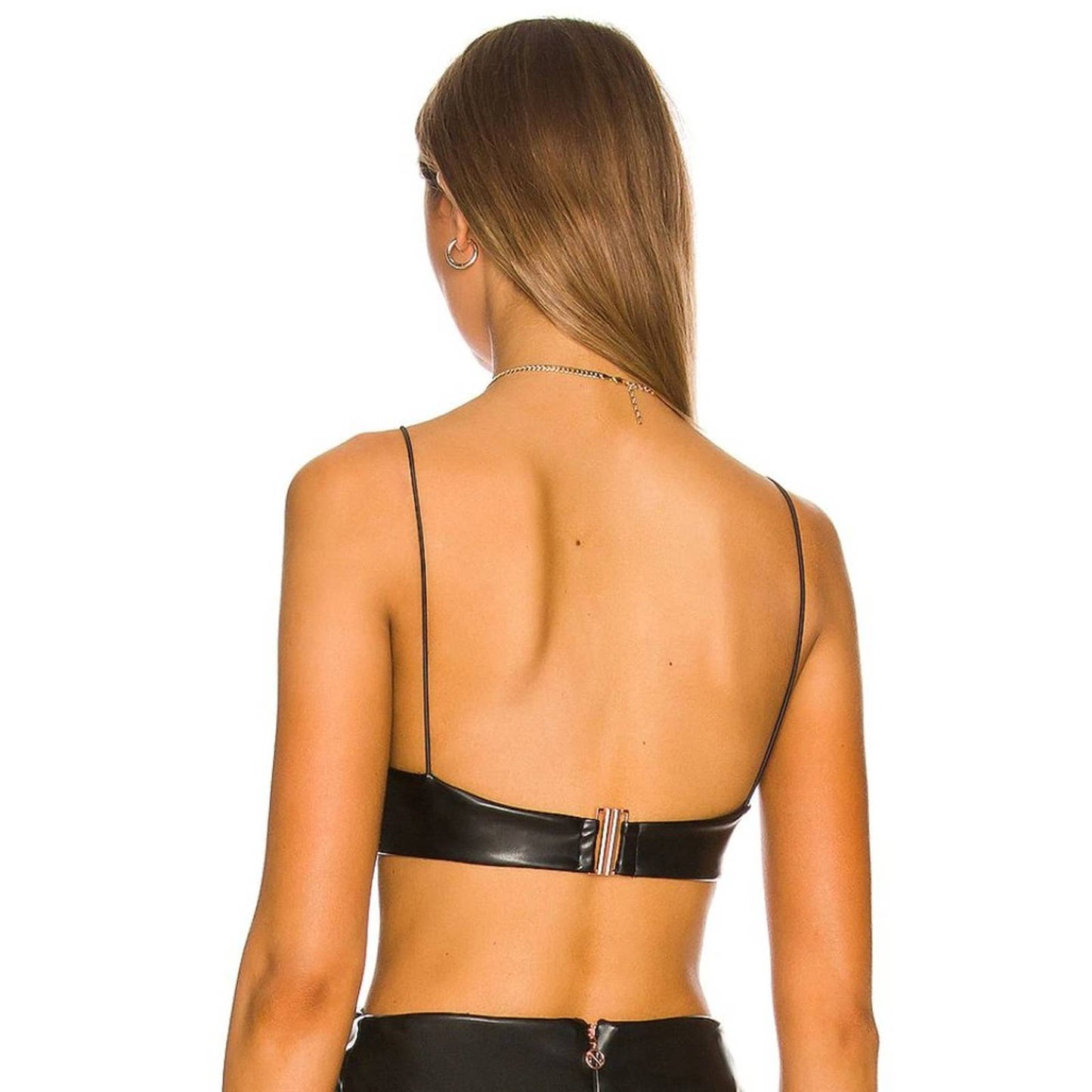 NEW Nookie Alexia Crop Top in Black Vegan Leather Large L