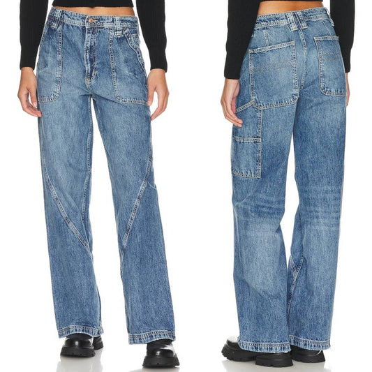 Free People 27 Haywire High Rise Jeans in Vera Cruz Straight Leg Boyfriend Baggy