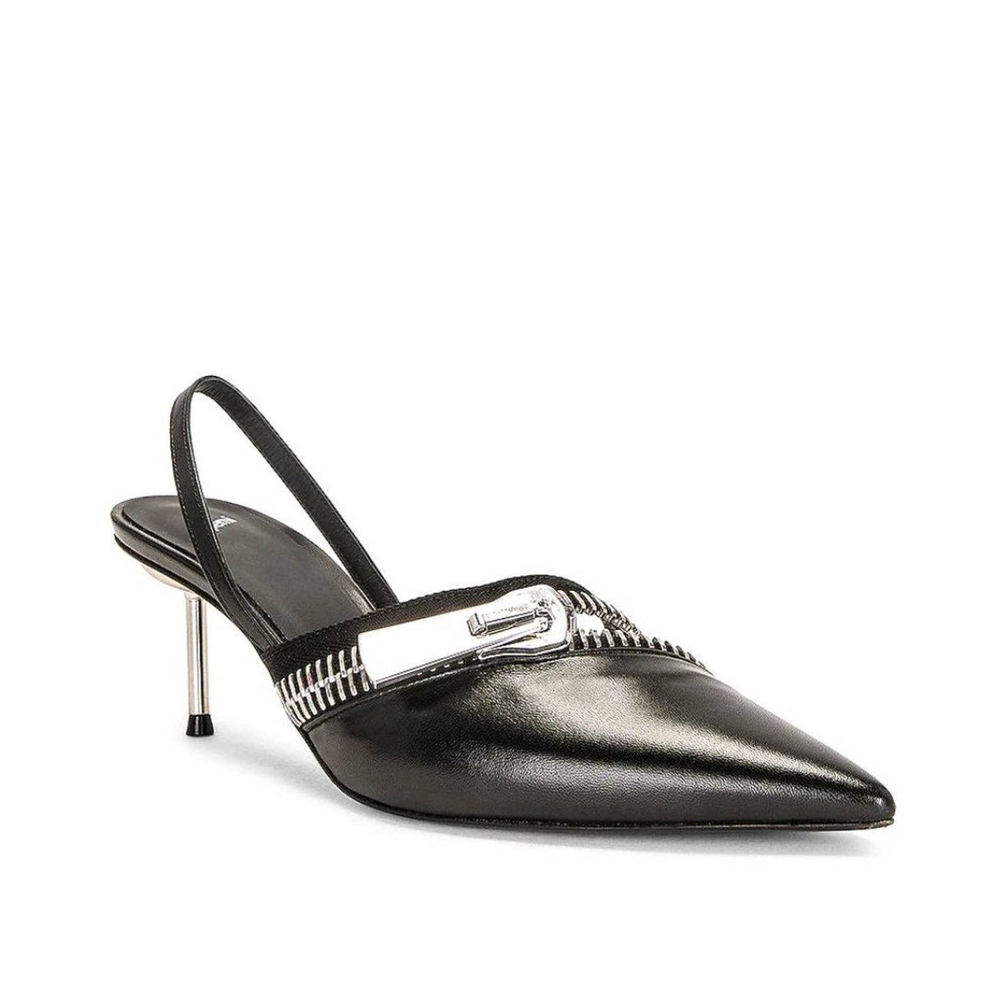 NEW Coperni Zip Stiletto Heels in Black Silver Zipper Slingback Pump 41 / 11